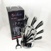 Набор ножей UNIQUE UN-1834 с вращающейся подставкой 9 предметов, Ножи кухонные из нержавеющей стали. Изображение №5