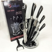 Набор ножей UNIQUE UN-1834 с вращающейся подставкой 9 предметов, Ножи кухонные из нержавеющей стали. Изображение №6