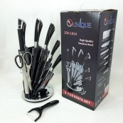 Набор ножей UNIQUE UN-1834 с вращающейся подставкой 9 предметов, Ножи кухонные из нержавеющей стали. Изображение №9