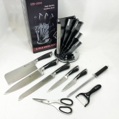 Набор ножей UNIQUE UN-1834 с вращающейся подставкой 9 предметов, Ножи кухонные из нержавеющей стали. Изображение №10