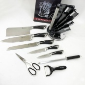 Набор ножей UNIQUE UN-1834 с вращающейся подставкой 9 предметов, Ножи кухонные из нержавеющей стали. Изображение №12