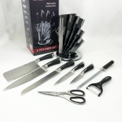 Набор ножей UNIQUE UN-1834 с вращающейся подставкой 9 предметов, Ножи кухонные из нержавеющей стали. Изображение №14