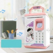 Копилка-сейф ROBOT BODYGUARD с кодовым замком отпечатком пальца и купюроприемником. Цвет: розовый. Изображение №2