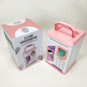 Копилка-сейф ROBOT BODYGUARD с кодовым замком отпечатком пальца и купюроприемником. Цвет: розовый. Изображение №14