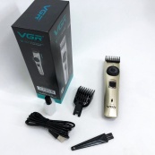 Машинка для стрижки волосся бездротова VGR V-031, тример для бороди вусів 2 насадки, окантувальна машинка. Зображення №8
