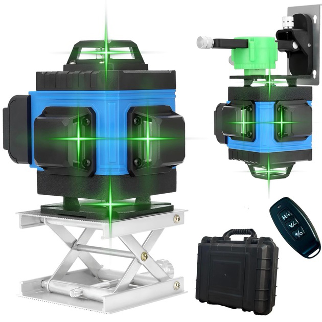 Рівень лазерний лінійний нівелір акумуляторний Laser 4D, 16 ліній, робоча відстань 30м, у валізі Рівень лазерний лінійний нівелір акумуляторний Laser 4D, 16 ліній, робоча відстань 30м, у валізі