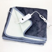 Електропростирадло односпальне 70х150 см тепле електро простирадло ковдру з підігрівом в клітинку з регулятором сірий. Зображення №2