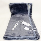 Електропростирадло односпальне 70х150 см тепле електро простирадло ковдру з підігрівом в клітинку з регулятором сірий. Зображення №4