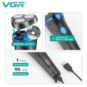 Електробритва VGR V-314 для чоловіків, роторна для вологого та сухого гоління, машинка чоловіча для гоління.. Зображення №6