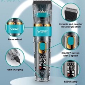 Машинка для стрижки волосся і бороди VGR V-695 з LED дисплеєм IPX7 вологозахист, Окантувальна машинка. Зображення №11 Машинка для стрижки волосся і бороди VGR V-695 з LED дисплеєм IPX7 вологозахист, Окантувальна машинка. Зображення №11