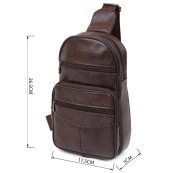 Стильна чоловіча шкіряна сумка слінг,середнього розміру з якісної італійської шкіри у фірмовій упаковці. Зображення №4