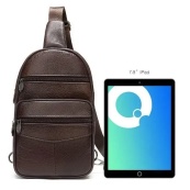 Стильна чоловіча шкіряна сумка слінг,середнього розміру з якісної італійської шкіри у фірмовій упаковці. Зображення №9