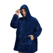 Плед толстовка с капюшоном и рукавами Huggle Hoodie оверсайз. Цвет: синий. Изображение №11