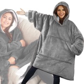 Толстовка плед з капюшоном і рукавами Huggle Hoodie оверсайз. Колір: сірий. Зображення №2