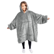 Толстовка плед з капюшоном і рукавами Huggle Hoodie оверсайз. Колір: сірий. Зображення №3