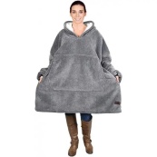 Толстовка плед з капюшоном і рукавами Huggle Hoodie оверсайз. Колір: сірий. Зображення №7