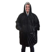 Толстовка плед з капюшоном і рукавами Huggle Hoodie оверсайз. Колір: чорний. Зображення №2