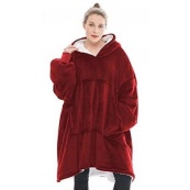 Толстовка плед з капюшоном і рукавами Huggle Hoodie оверсайз. Колір: червоний. Зображення №4