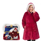 Толстовка плед з капюшоном і рукавами Huggle Hoodie оверсайз. Колір: червоний. Зображення №5