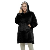 Толстовка плед з капюшоном і рукавами Huggle Hoodie оверсайз. Колір: чорний. Зображення №4