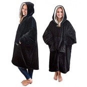 Толстовка плед з капюшоном і рукавами Huggle Hoodie оверсайз. Колір: чорний. Зображення №5