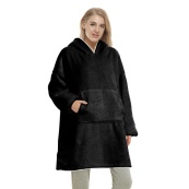 Толстовка плед з капюшоном і рукавами Huggle Hoodie оверсайз. Колір: чорний. Зображення №7