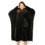 Толстовка плед з капюшоном і рукавами Huggle Hoodie оверсайз. Колір: чорний. Зображення №9