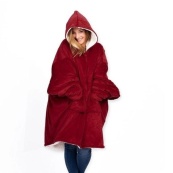 Толстовка плед з капюшоном і рукавами Huggle Hoodie оверсайз. Колір: червоний. Зображення №7