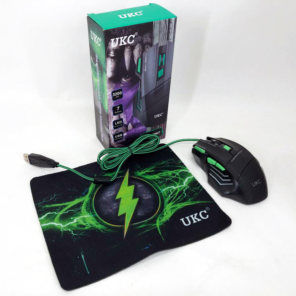 Мишка провідна ігрова UKC 6967 з килимком Мишка провідна ігрова UKC 6967 з килимком