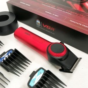 Професійна машинка для стрижки волосся VGR V-001 RED з дисплеєм 9000 об та 10 насадками (1,5-24 мм). Зображення №11