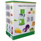 Овочерізка мультислайсер Tabletop Drum Grater Kitchen Master Терка для овочів та фруктів 3 насадки. Колір: блакитний. Зображення №6