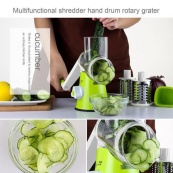 Овочерізка мультислайсер Tabletop Drum Grater Kitchen Master Терка для овочів та фруктів 3 насадки. Колір: зелений. Зображення №5