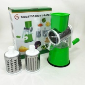 Овочерізка мультислайсер Tabletop Drum Grater Kitchen Master Терка для овочів та фруктів 3 насадки. Колір: зелений. Зображення №12