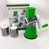 Овочерізка мультислайсер Tabletop Drum Grater Kitchen Master Терка для овочів та фруктів 3 насадки. Колір: зелений. Зображення №13