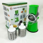 Овочерізка мультислайсер Tabletop Drum Grater Kitchen Master Терка для овочів та фруктів 3 насадки. Колір: зелений. Зображення №14