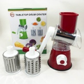 Овочерізка мультислайсер Tabletop Drum Grater Kitchen Master Терка для овочів та фруктів 3 насадки. Колір: червоний. Зображення №2