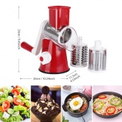 Овочерізка мультислайсер Tabletop Drum Grater Kitchen Master Терка для овочів та фруктів 3 насадки. Колір: червоний. Зображення №3