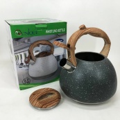 Чайник Unique со свистком UN-5306 2,7л мрамор, для газовых плит, чайник нержавейка. Цвет: темно-серый. Изображение №2