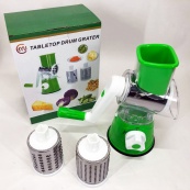 Овочерізка мультислайсер Tabletop Drum Grater Kitchen Master Терка для овочів та фруктів 3 насадки. Колір: зелений. Зображення №16