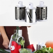 Овочерізка мультислайсер Tabletop Drum Grater Kitchen Master Терка для овочів та фруктів 3 насадки. Колір: червоний. Зображення №5