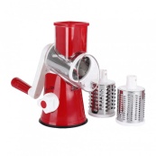 Овочерізка мультислайсер Tabletop Drum Grater Kitchen Master Терка для овочів та фруктів 3 насадки. Колір: червоний. Зображення №10