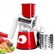 Овочерізка мультислайсер Tabletop Drum Grater Kitchen Master Терка для овочів та фруктів 3 насадки. Колір: червоний. Зображення №13