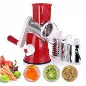 Овочерізка мультислайсер Tabletop Drum Grater Kitchen Master Терка для овочів та фруктів 3 насадки. Колір: червоний. Зображення №15