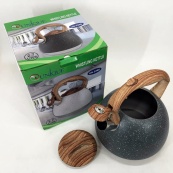 Чайник Unique со свистком UN-5306 2,7л мрамор, для газовых плит, чайник нержавейка. Цвет: темно-серый. Изображение №6