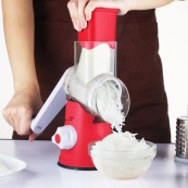 Овочерізка мультислайсер Tabletop Drum Grater Kitchen Master Терка для овочів та фруктів 3 насадки. Колір: червоний. Зображення №19