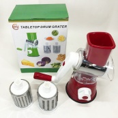 Овочерізка мультислайсер Tabletop Drum Grater Kitchen Master Терка для овочів та фруктів 3 насадки. Колір: червоний. Зображення №21