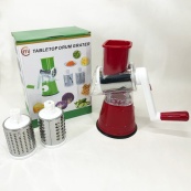 Овочерізка мультислайсер Tabletop Drum Grater Kitchen Master Терка для овочів та фруктів 3 насадки. Колір: червоний. Зображення №22