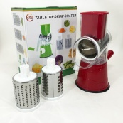 Овочерізка мультислайсер Tabletop Drum Grater Kitchen Master Терка для овочів та фруктів 3 насадки. Колір: червоний. Зображення №24