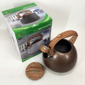 Чайник Unique со свистком UN-5306 2,7л мрамор, качественный чайник для газовой плиты. Цвет: коричневый. Изображение №6