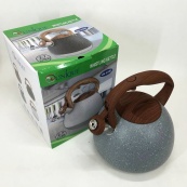 Чайник Unique зі свистком UN-5306 2,7л мармур, чайник для газової плитки, чайник на плиту. Колір: сірий. Зображення №6